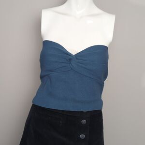 Dynamite tube top knit teal blue knot front sweetheart